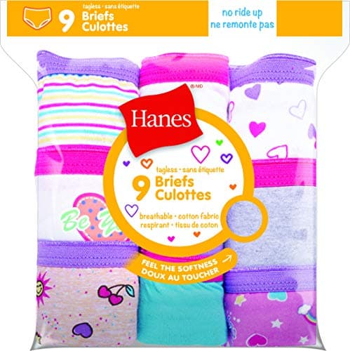 Hanes Girl's 9 Pack Tagless Brief, Assorted, 8 — view 2