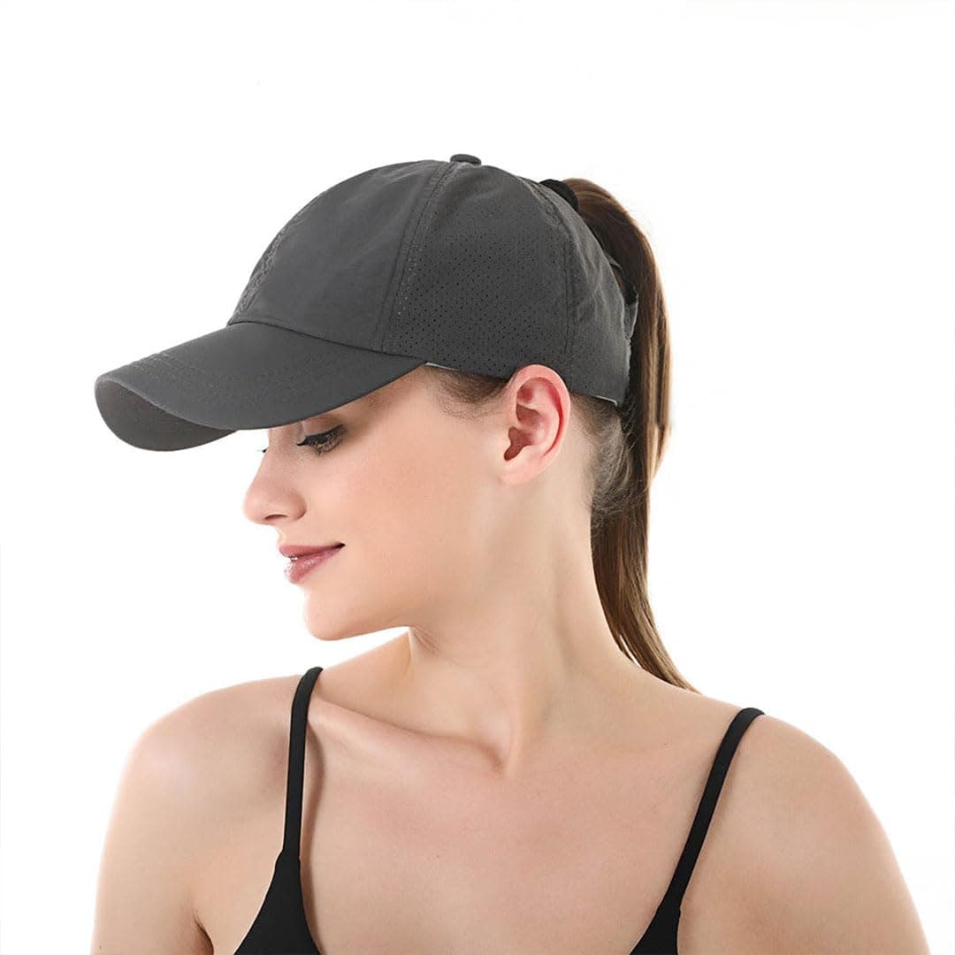 Gorra de Béisbol Mujer Cola de Caballo Verano Transpirable Gorra Secado rápido del Deporte Ponycap de High Messy Bun Ajustable Buckle — view 3