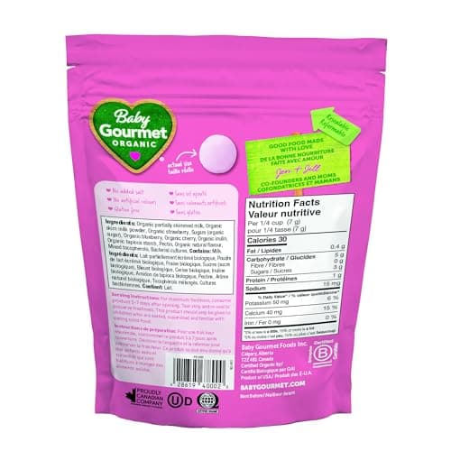 Baby Gourmet Organic Meltable Mushies Banana Berry with Greek Yogurt, 23g (Pack of 8)