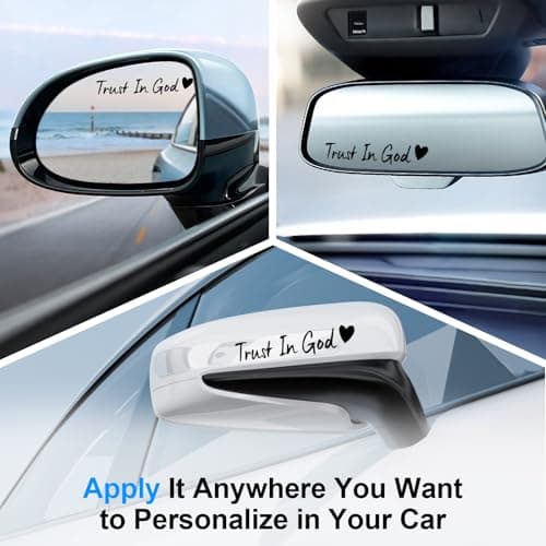 JUSTTOP 4PCS Car Decals,Decorative Rearview Mirror Sticker,Trust in God Car Stickers,Auto Stickers and Decals,Cute Car Decor for Women,Car Accessories,Fits Most Vehicles,Direct-Stick(Black) — view 3