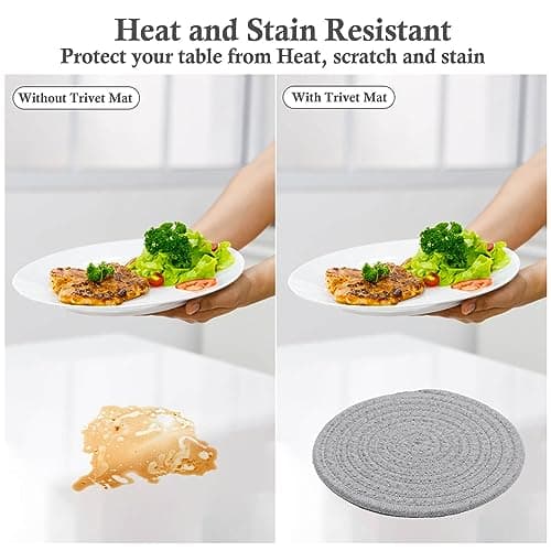 Billbotk 7" Trivets for Dishes, Pots and Pans, 4 Heat Resistant Hot Pads, Pot Holders for Kitchen, Plate Mats for Countertops, Table, Home Essentials, Farmhouse Decor — view 4