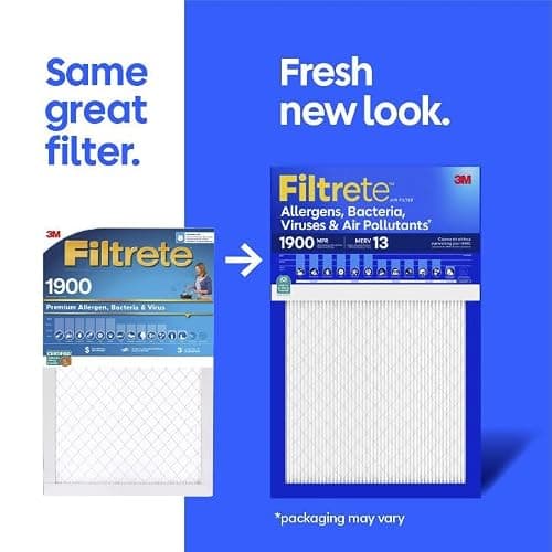 Filtrete 16x25x1 Air Filter, MERV 13 MPR 1900, Allergens, Bacteria, Viruses & Air Pollutants, 3-Month AC/Furnace Filters, Cleaner Air Reliable Airflow, 2 HVAC Filters(Act Size 15.62x24.62x0.78 in)