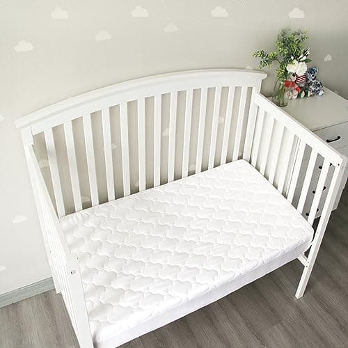 Crib Mattress Protector Sheets Fitted Waterproof Crib Mattress Pad Cover, Noiseless & Machine Wash 100% Absorbent Crib/Toddler Mattress Protector Sheet Quilted, White, 52" x 28" — view 4