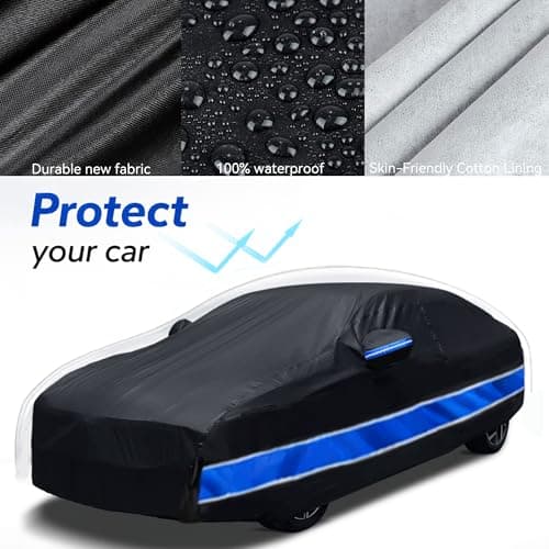 Car Cover Compatible with Honda Accord,10-Layer Car Cover Waterproof All Weather,Full Exterior Cover with Cotton Lining,Sun Rain UV Dust Snow Protection with Door Zipper,Fit for Sedan/Coupe 2001-2025