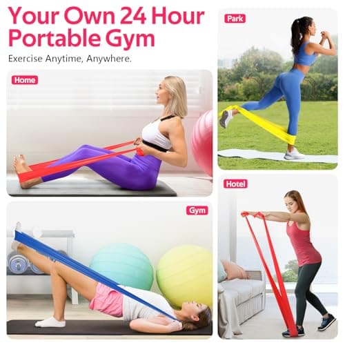RENRANRING Resistance Bands for Working Out, Exercise Bands for Physical Therapy, Stretch, Recovery, Pilates, Rehab, Strength Training and Yoga Starter Set — view 4