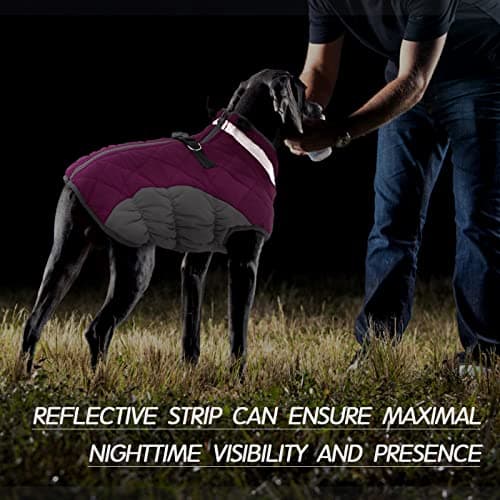 FUAMEY Dog Coat for Medium Dogs,Waterproof Dog Winter Jacket with Harness Built in Puppy Cold Weather Coats Reflective Pet Vest with Zipper Warm Fleece Dogs Snowsuit Windproof Pink M — view 4