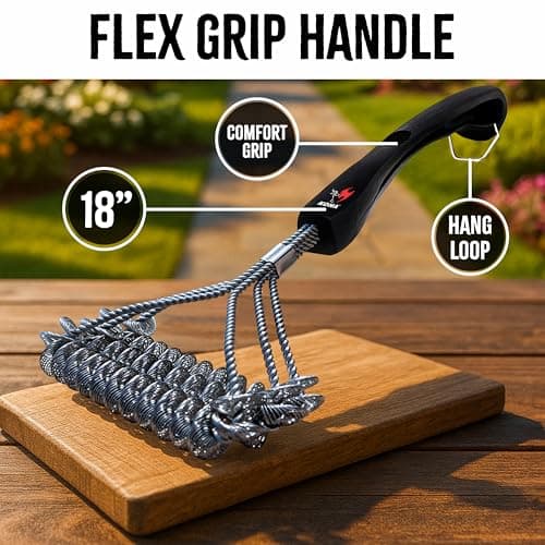 Kona Safe/Clean Grill Brush - Bristle Free Barbecue Brush - 100% Rust Resistant Stainless BBQ Cleaner Safe for Porcelain, Ceramic, Steel, Iron - Great Grilling Accessories, Black — view 2