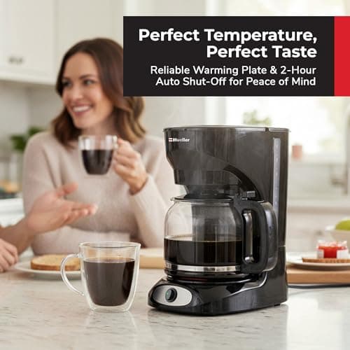 Mueller 12-Cup Drip Coffee Maker - Borosilicate Carafe, Auto-Off, Reusable Filter, Anti-Drip, Keep-Warm Function, Clear Water Level Window Coffee Machine, Kitchen Essentials & Accessories — view 2