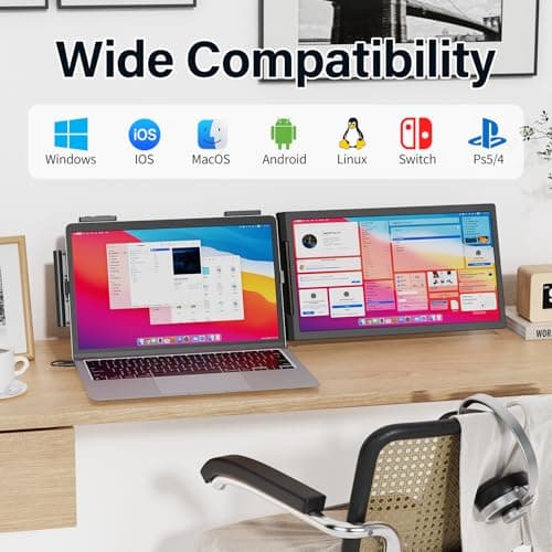 MAGICRAVEN Laptop Screen Extender, 15.6" 1080P IPS Portable Monitor, Travel Monitor for 13-15.6" Laptops with USB-C/HDMI Port, Plug and Play Attachment Screen for Windows/Mac/Android/Switch/PS5/Xbox — view 4