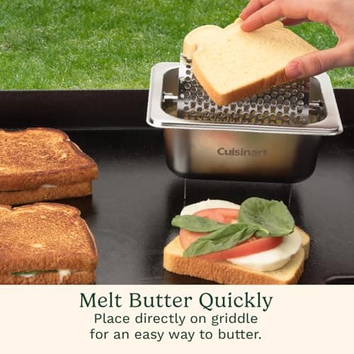 Cuisinart Stainless Steel Butter Wheel, Raised Bottom Butter Roller for Griddle for Golden Crust and Even Spread, Kitchen Grill Accessory for Burgers, Bread, BBQ, Cookouts, Tailgates — view 4