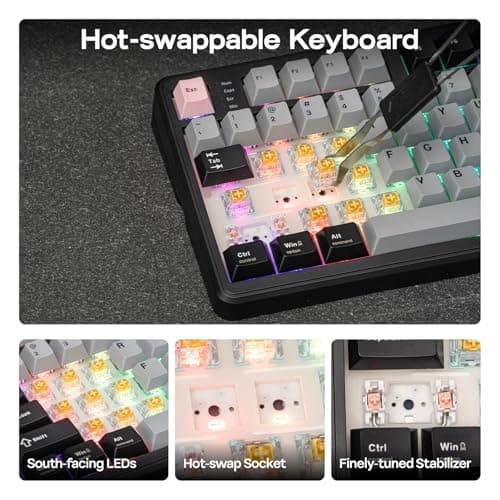 EPOMAKER TH99 PRO 96% Mechanical Keyboard with Screen & Knob, 10000mAh, 2.4Ghz/BT, Hot Swap, Custom Driver, RGB Backlight, PBT Keycap, Wireless Gaming Keyboard for PC/Mac (Black, Creamy Jade) — view 7
