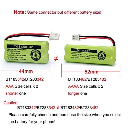 GEILIENERGY Replacement Phone Battery BT162342 / BT262342 BT166342/BT266342 BT183342/BT283342 Compatible with Vtech AT&T Cordless Telephones CS6114 CS6419 CS6719 EL52300 CL80111(Pack of 2) — view 3