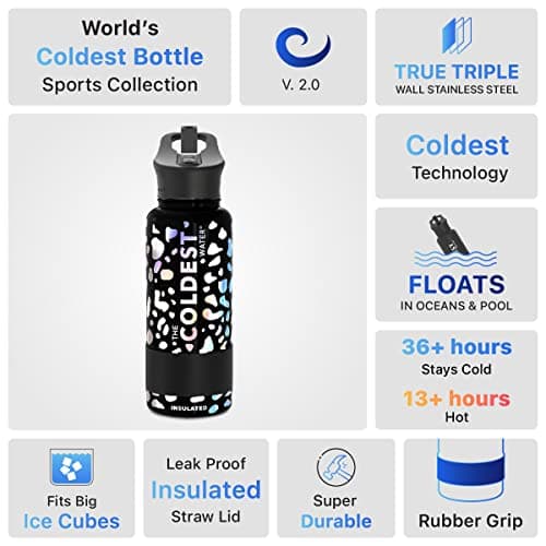 Coldest Insulated Water Bottle with Straw Lid - Stainless Steel Metal Insulated Bottle for Men & Women (Moonlight Leopard, 32 oz) — view 5
