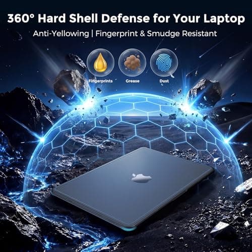 MOSISO Compatible with MacBook Air 13 inch Case M5 2026 M4 2025 M3 M2 2024-2022 A3449 A3240 A3113 A2681, Scratch-Resistant Shock-Absorbent Reinforced Hard Shell for MacBook Air 13.6 Case, Midnight — view 4