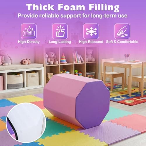 Goplus 24.5” x 26” Octagon Gymnastics Mat, Skill Shape Tumbling Mat w/Waterproof Zippered Cover & Thick Filling, Somersault Backbend Trainer for Cheerleading & Martial Arts (Purple) (Purple) — view 6