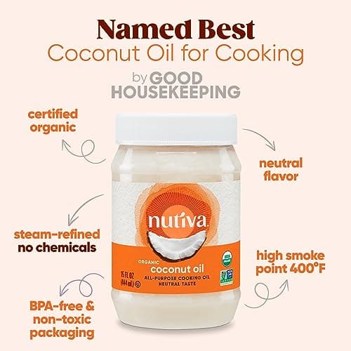 Nutiva Organic Steam-Refined Coconut Oil, 444 ML, Non-GMO, Fair Trade | Vegan, Keto & Paleo, Neutral Flavor and Aroma for Cooking & Natural Moisturizer for Skin and Hair — view 3