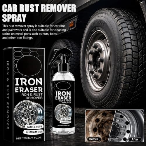 Iron Eraser Rust Remover Spray, Fast Acting Metal Iron Particle Cleaner, Automotive Brake Dust & Oxidation Remover, Multi-Purpose Rust Removal Spray for Car Wheel Hub Metal Surfaces（2PCS） — view 5