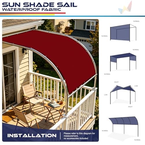Windscreen4less 15' x 32' Waterproof Sun Shade Sail Straight Edge Outdoor Canopy Cover UV Block for Lawn Patio Backyard Garden Deck Pergola (Red) — view 4