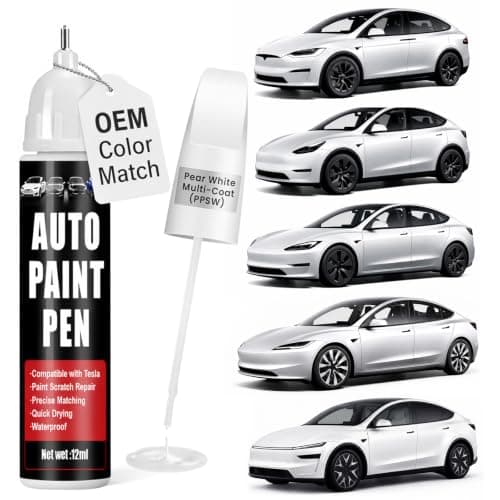 Touch Up Paint for Cars (Pearl White Multi-Coat PPSW), Compatible with Tesla Model Y/3/X/S, 0.4 fl oz Color Accurate 2-in-1 Car Paint Scratch Repair Pen, Easy to Use, Fast-Drying, Long-Lasting
