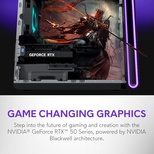 Alienware Aurora Gaming Desktop ACT1250 - Intel Core Ultra 7 265KF Processor, Liquid Cooled, NVIDIA GeForce RTX 5070, 32GB DDR5 RAM, 2TB SSD, 1000W Platinum Rated PSU, Windows 11 Home - Clear Panel — view 3
