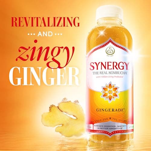 SYNERGY The Real Kombucha - Gingerade - 16 fl oz Bottle - Raw Probiotic Drink for Gut Health and Immune Support — view 2
