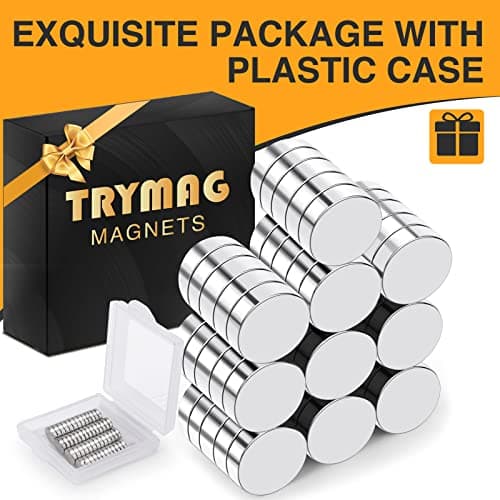 TRYMAG Small 10x3mm 50Pcs Rare Earth Magnets, 50Pcs Tiny Round Fridge Magnets for Whiteboard, Refrigerator, DIY, Kitchen, Office — view 3