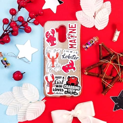 BulbaCraft Crab & Lobster Stickers for Water Bottle and Laptop - Marine Life Party Supplies & Decorations, Waterproof Vinyl Sea Creature Decals, Lobster Stickers Laptop Decals, Gifts for Women & Men — view 5