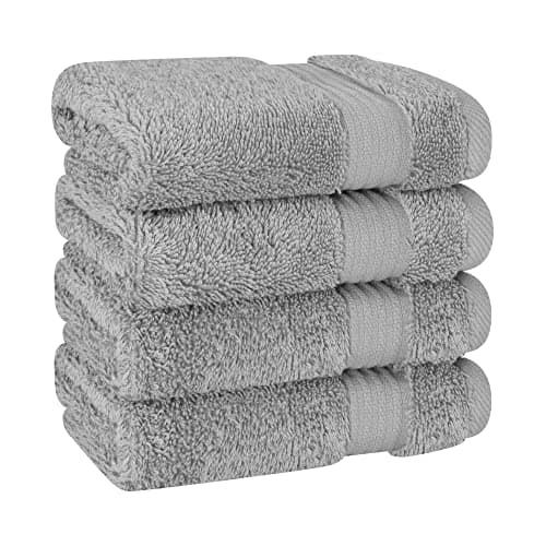 Cotton Paradise Washcloths for Bathroom, 13 x 13 Inch 100% Turkish Cotton Towels Soft Absorbent Luxury Washcloths, Small Hand Face Towels, Light Gray Washcloths — view 2
