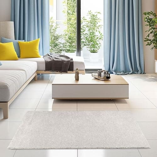 Ambiant Pet Friendly Solid Color Area Rugs Off White - 3' Square, Indoor, Stain Resistant, Perfect for Living Room, Bedroom, Dining Room, Entryway, Pet & Kids Friendly Rug, Wedding, Made in USA