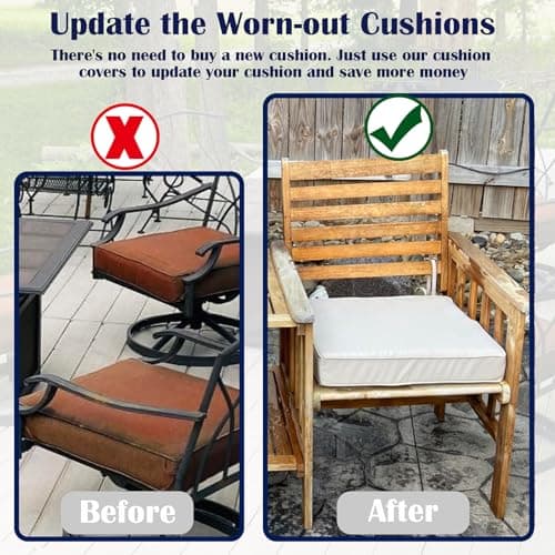 FLYMEI Patio Cushion Covers 24x24x4 Waterproof Outdoor Cushion Cover Replacement 4Packs Outdoor Seat Cushion Slipcover for Rattan Chair Sofa, Apricot — view 4