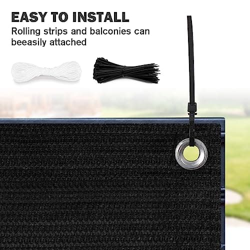 UIRWAY Privacy Screen Balcony Fence 3'x10', Garden Courtyard Privacy Fence Screen with Zip Ties UV Protection, for Animal Barriers, Decks, Patios, Outdoor Pools, Porches, Condo Railings - Black — view 6