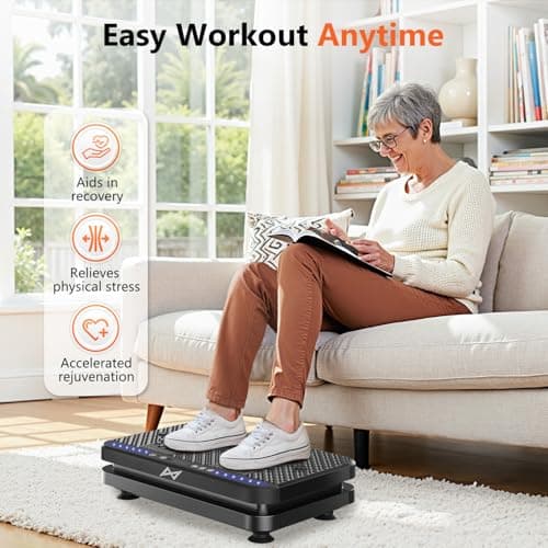 AXV Vibration Plate Fitness Platform Exercise Machine Vibrating Lymphatic Drainage Shaking Full Body Shaker Workout Vibrate Stand Shake Board Sport Gym for Weight Loss Fat Burner for Women Men — view 5