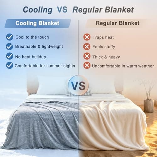 Cooling Blanket Queen Size, Lightweight & Breathable Summer Blanket for Hot Sleepers & Night Sweats, Double-Sided Cool-to-Touch Design, Smooth Cooling Blanket for Bed, 79" x 86" — view 3