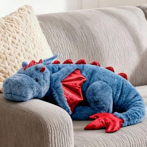 ARELUX Large 36in Cute Dragon Stuffed Animals Plush Toy Soft Blue Pterosaur Plushie Giant Fuzzy Dinosaur Pillow Plushies with Wings Cuddly for Friends Family Member — view 2
