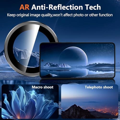 Avocase for Samsung Galaxy S26 Camera Lens Protector, Individual Metal Ring Tempered Glass Lens Cover, [Strong Adsorption] Scratch Resistant Ultra-Thin HD Clear Lens Cover, 1 Set-Black Ring — view 2
