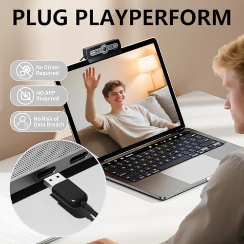 XOCLON 1080P Webcam with Microphone, Full HD Streaming Camera, Noise Cancelling, Auto Light Adjustment, USB Plug-and-Play Computer Camera, for Desktop PC or Laptop — view 4