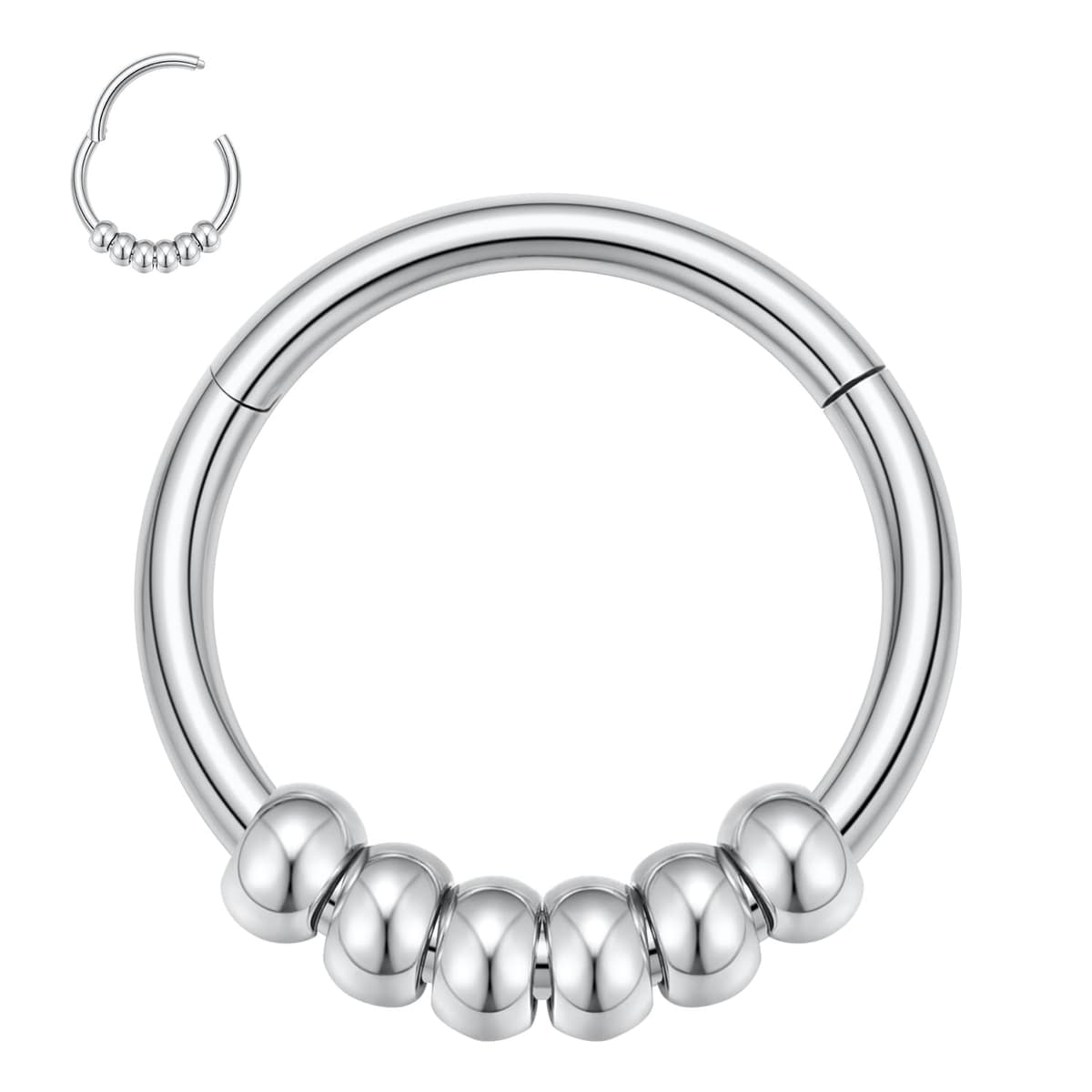 hengkaixuan 16G Septum Nose Rings Hoop Daith Earrings Surgical Steel Septum Clicker Ring Hirned Segment Seamless Clicker Ring Conch Hoop Ring Unisex Earrings Hoop Daith Piercing Jewellery — view 6