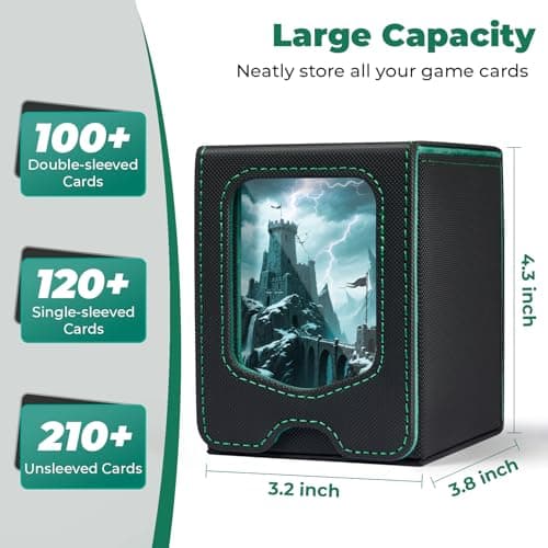 Fabmaker Deck Box Compatible with MTG Commander, (patent Pending) Magnetic Trading Card Storage Box with Comman-der, Fits 100 Double-Sleeved Cards, Card Box Compatible with Magic the Gathering — view 4