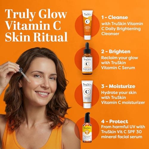 TruSkin Vitamin C Serum for Face - Anti Aging Face Serum with Hyaluronic Acid & Vitamin E - Brightening Formula for Improving Appearance of Dark Spots, Fine Lines & Wrinkles - All Skin Types, 1 fl oz — view 5