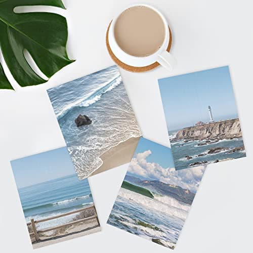 SIGNWIN Poster Bathroom Decor 11"x14"x 4, Wall Art Room Decor Multicolor for Living Room, Bedroom, Office White Aerial View Blue Ocean Wave Beach Shore Nature Wilderness Realism Decorative Landscape — view 2