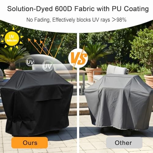 NettyPro Grill Cover Heavy Duty Waterproof 56 inch, Outdoor 2-3 Burners Gas BBQ Cover for Outside Weber, Char-Broil, Brinkmann, Nexgrill Barbecue, Black — view 5