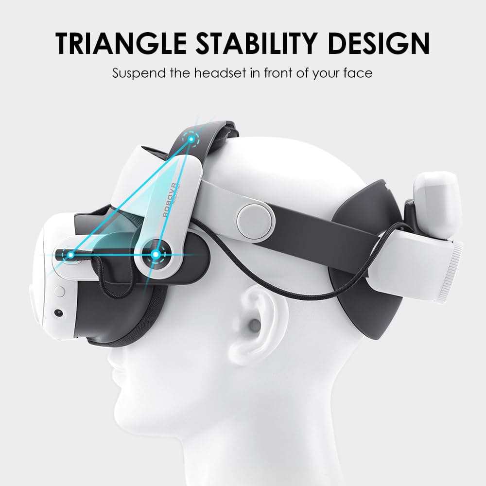 BOBOVR M3 Pro Head Strap Compatible With Meta Quest 3S,Magnetic Power Bank 5200mAh Battery Pack Head Strap Replacement Halo Strap Compatible With Oculus Quest 3 VR Accessories — view 4