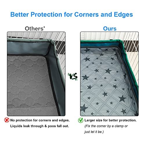 RIOUSSI Guinea Pig Cage Liners, Absorbent Washable Reusable Guinea Pig Fleece Bedding for Midwest and C&C Cages with Leakproof Bottom. Star Print, C&C 2X4, 2 Pack — view 2