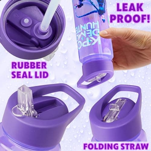 KPop Demon Hunters Officially Licensed Huntrix Water Bottle for Girls, 25oz Leak Proof with Straw Lid, Gifts for Girls — view 3