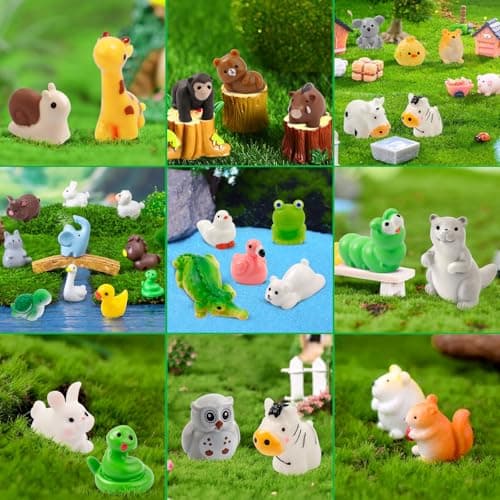 ywevyezc 42 Pcs Mini Resin Animals 42 Styles Resin Animals Figurines Bulk for Micro Fairy Party Favors Garden Hide Accessories Dollhouse Crafts Decor — view 2
