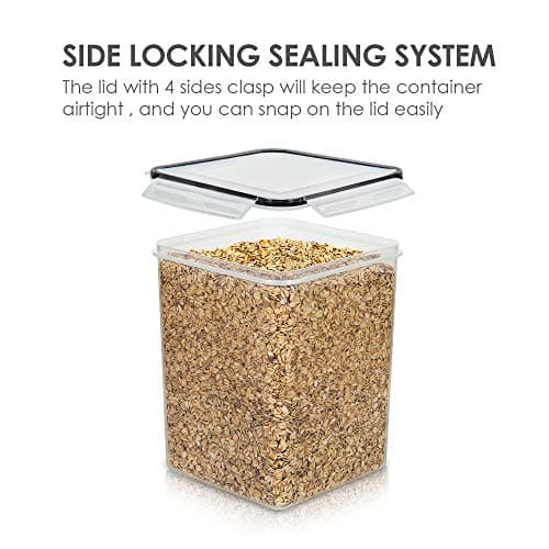 Vtopmart Large Pantry Food Storage Containers, 4 Pcs 5.2L/176oz, Black — view 3