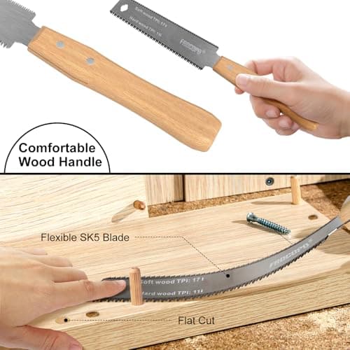 Frocopo Hand Saw Woodworking Tools, 6-Inch Pull Saw, Flexible Double-Edge Blade 17/11 TPI, Japanese Flush Cut for DIY Craft, Non-Slip Wood Handle, Sharp & Lightweight for Woodworking and Garden Trim — view 3
