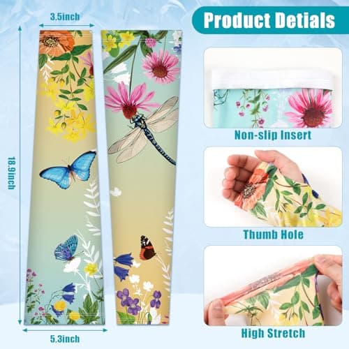 Bebila Gardening Sleeves for Women Farm UV Sun Protection Anti-Scratch Cooling Sleeves with Thumb Hole Arms Cover Outdoors (Gradient Yellow Green) — view 4