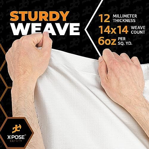 Heavy Duty White Poly Tarp 10' X 15' - Multipurpose Protective Cover - Durable, Waterproof, Weather Proof, Rip and Tear Resistant - Extra Thick 12 Mil Polyethylene - by Xpose Safety — view 4