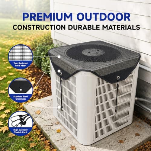FEATRITY Central Air Conditioner Cover: 36 x 36 Mesh Top Cover for Outside Units, Breathable AC Condenser Debris Guard with 4 Bungee Cords, Outdoor Leaf Protection for Heat Pump — view 3